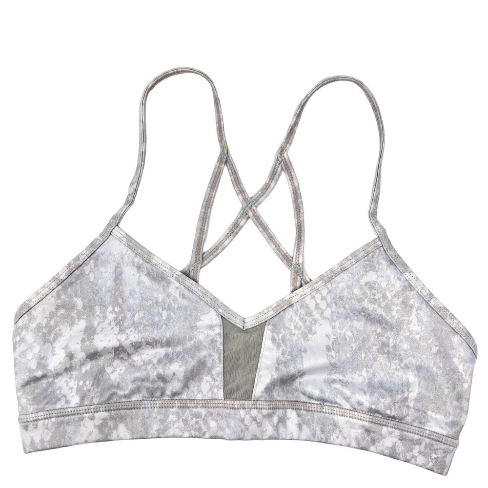 Alo Yoga Women's White Marbled Mesh Sports Bra Sz. XS w/ Cups